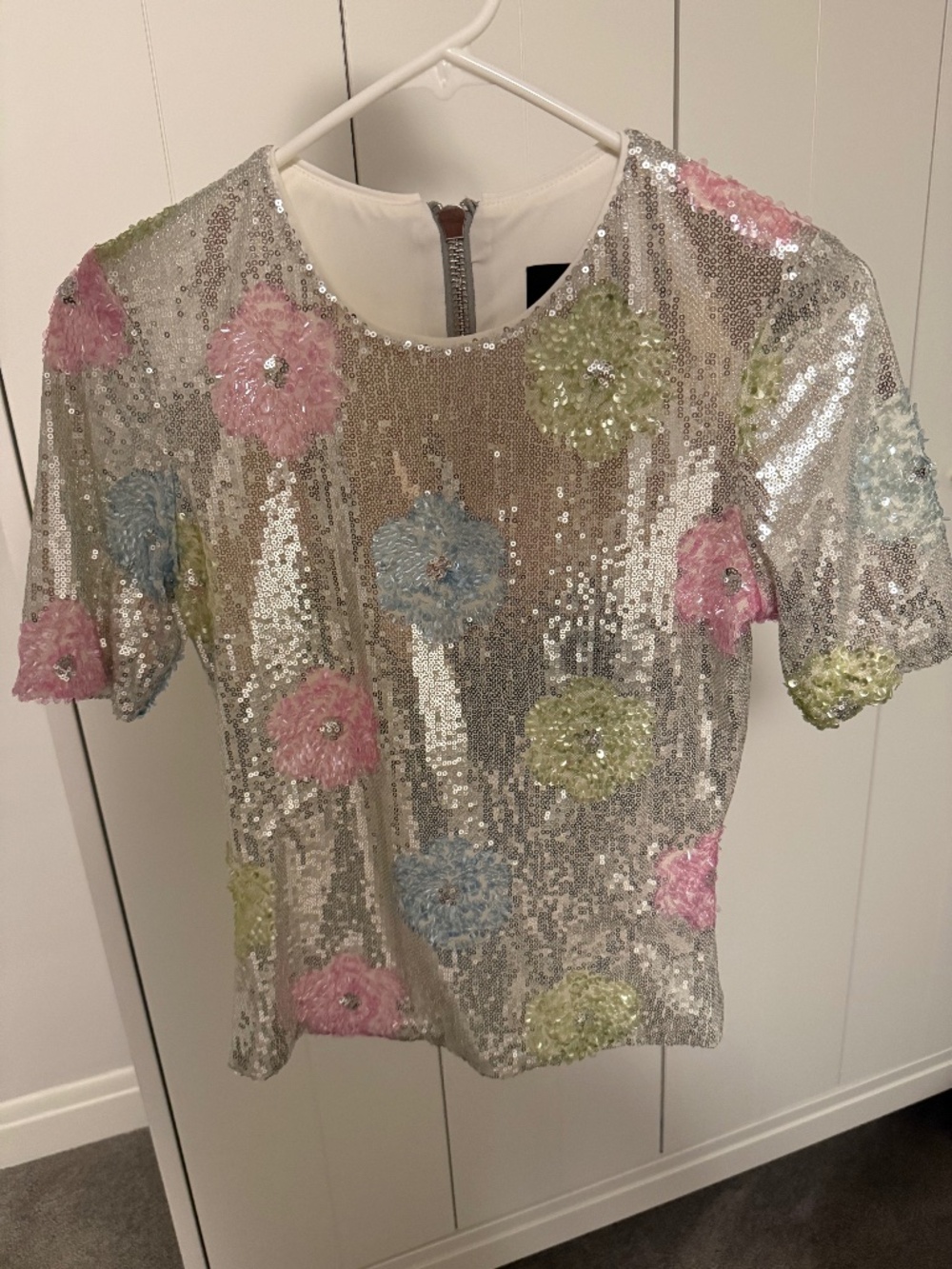 Le Superbe Sequin Top - Moderne Maui print